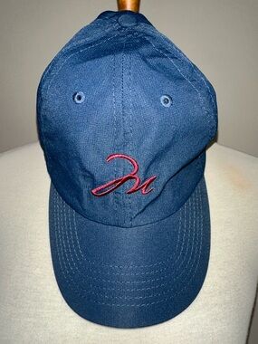 Montage Adjustable Navy Casual Baseball Cap with Red Embroidered Detail